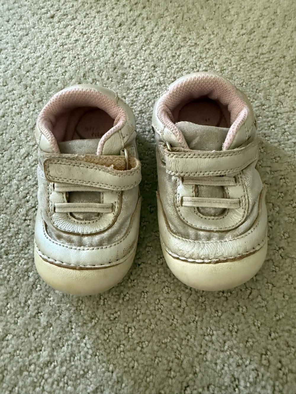 Stride Rite Toddler White Sneakers with Light Pink Lining